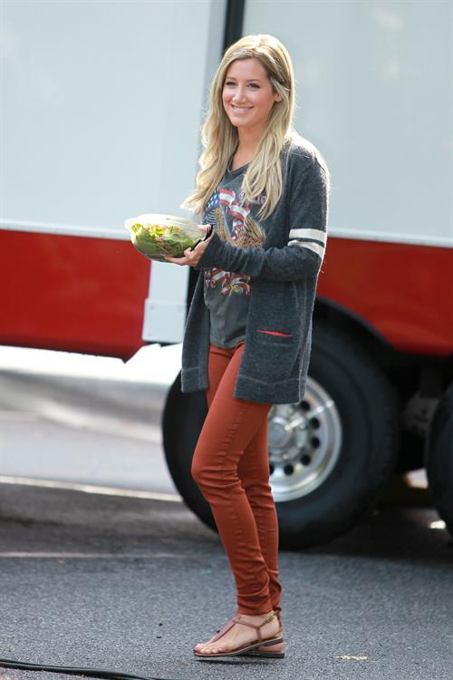 Ashley Tisdale on a lunch break while shooting Scary Movie 5 10/2/12
