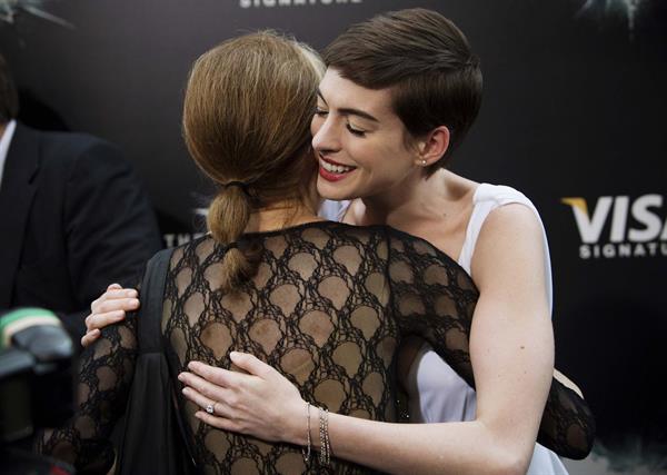 Anne Hathaway attending the Dark Knight Rises premiere in New York on July 15, 2012