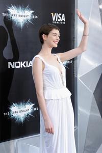 Anne Hathaway attending the Dark Knight Rises premiere in New York on July 15, 2012