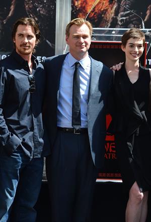 Anne Hathaway Christopher Nolan immortalized with hand and footprint ceremony on July 7, 2012