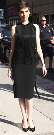 Anne Hathaway at Late Show with David Letterman in New York on July 11, 2012