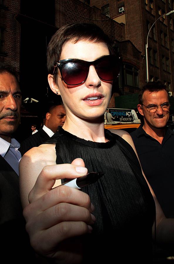 Anne Hathaway at Late Show with David Letterman in New York on July 11, 2012