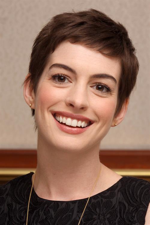 Anne Hathaway the Dark Knight Rises press conference portraits in Beverly Hills on July 8, 2012