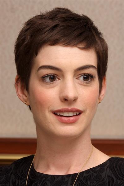 Anne Hathaway the Dark Knight Rises press conference portraits in Beverly Hills on July 8, 2012