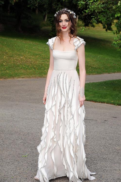 Anne Hathaway White Fairy Tale Love Ball in Paris on July 5, 2011