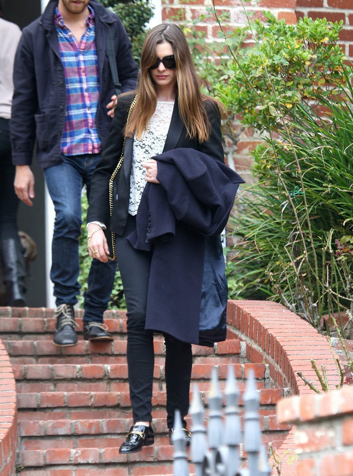 Anne Hathaway leaving a friends house in Beverly Hills on January 20, 2012