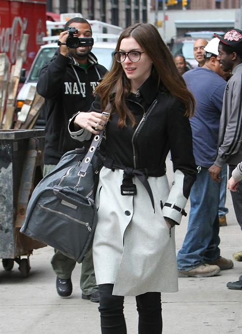 Anne Hathaway out in New York on October 26, 2011