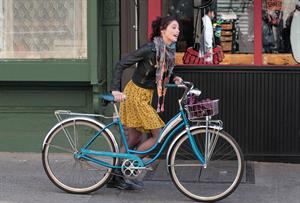 Ashley Greene on the set of Americana in New York City on March 14, 2012