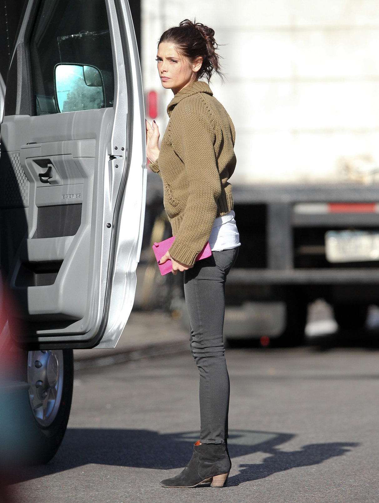 Ashley Greene on the set of Americana in New York City on March 14, 2012