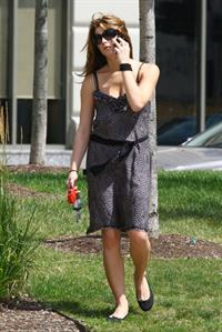 Ashley Greene walking her dog around her hotel in Detroit on July 17, 2010 