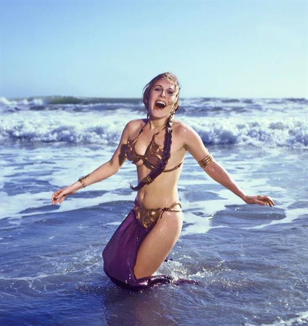 Carrie Fisher in a bikini