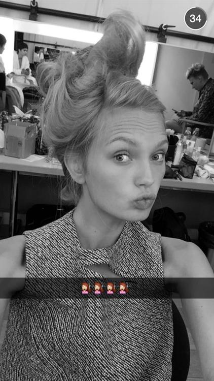 Romee Strijd taking a selfie