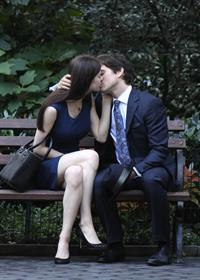 Alexandra Daddario on set of white collar in New York City on August 26, 2010