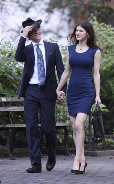 Alexandra Daddario on set of white collar in New York City on August 26, 2010