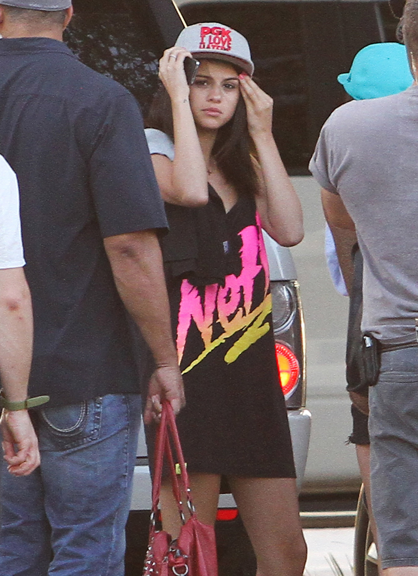 Selena Gomez, Vanessa Hudgens and Ashley Benson on the set of Spring Breakers on March 27, 2012