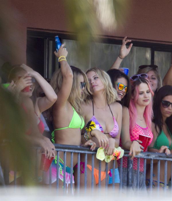 Selena Gomez, Vanessa Hudgens and Ashley Benson on the set of Spring Breakers on March 21, 2012