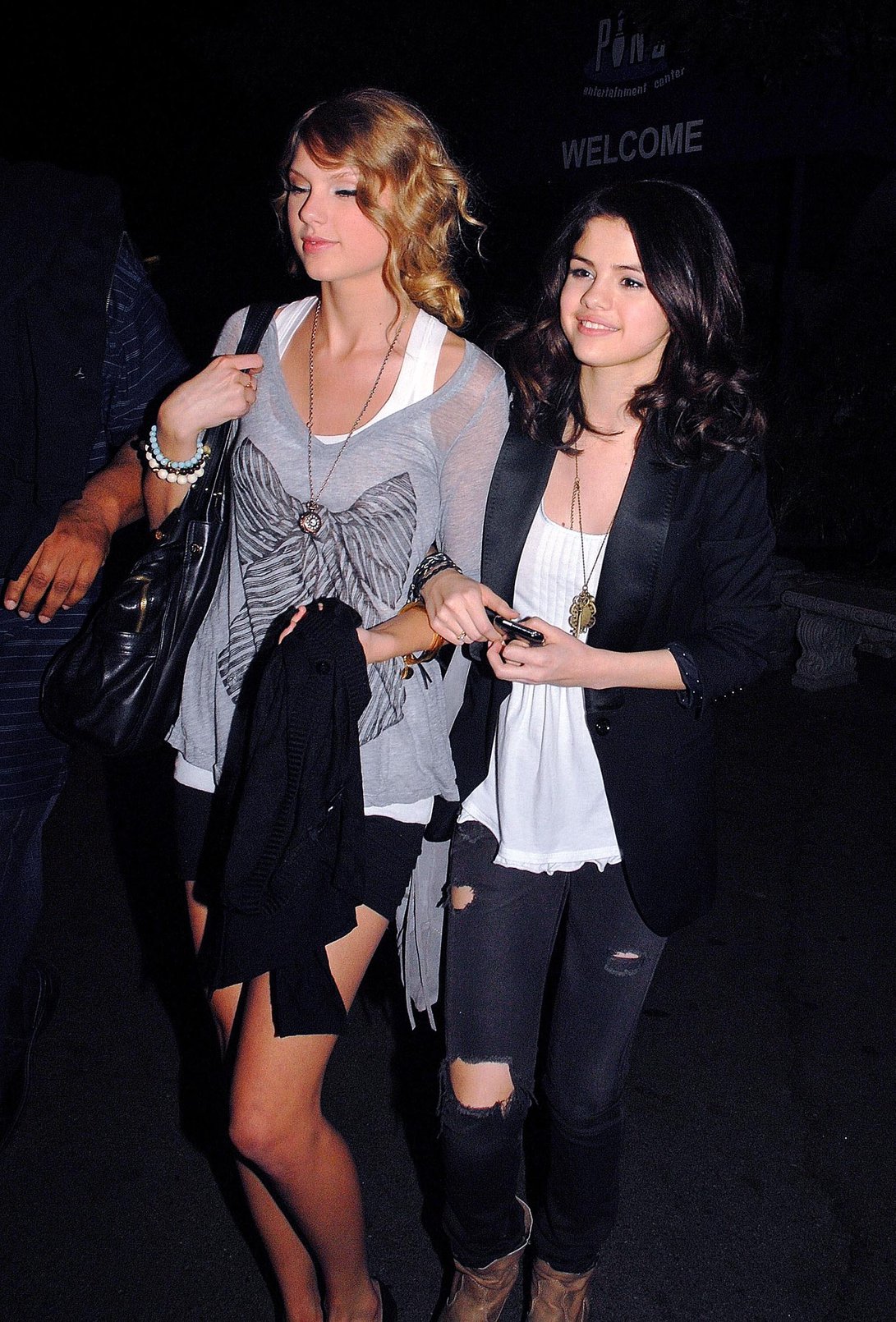 Selena Gomez and Taylor Swift outside a bowling alley in Los Angeles
