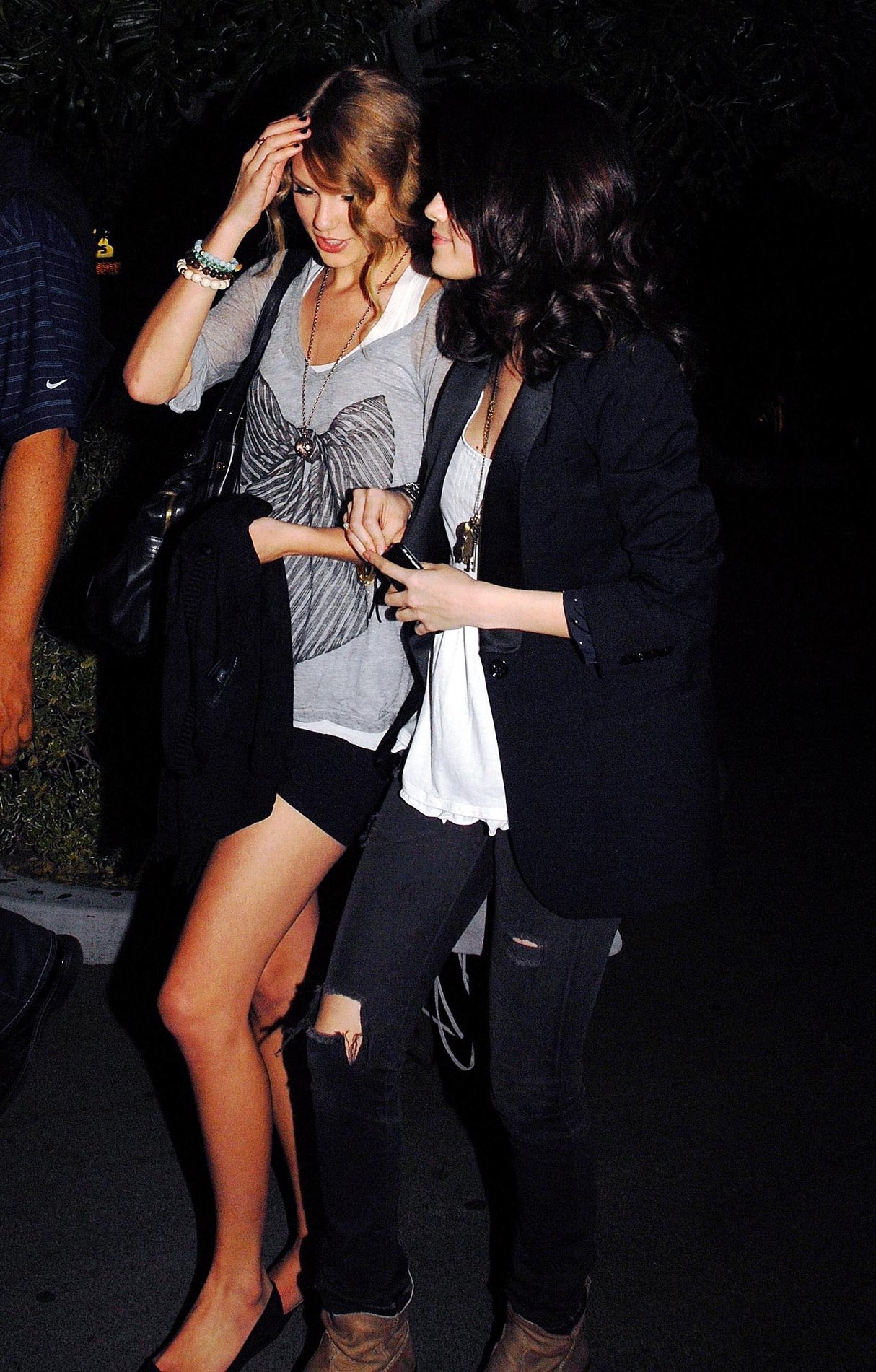 Selena Gomez and Taylor Swift outside a bowling alley in Los Angeles