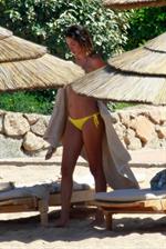Aida Yespica - Yellow bikini candids in Sardinia on June 18, 2012