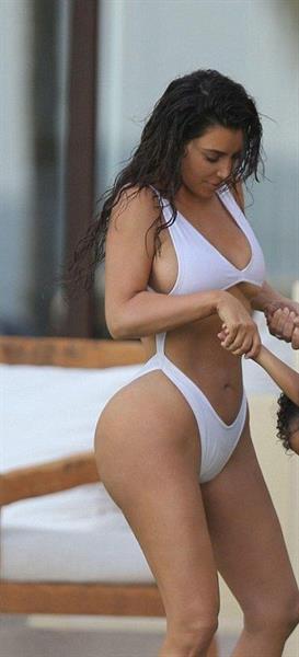 Kim Kardashian in white bikini in Mexico