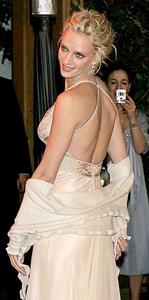 Uma Thurman in a white dress