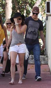 Lucy Hale and Ashley Benson photoshoot at the Bondo Bikini Shack on Miami Beach on March 24, 2012