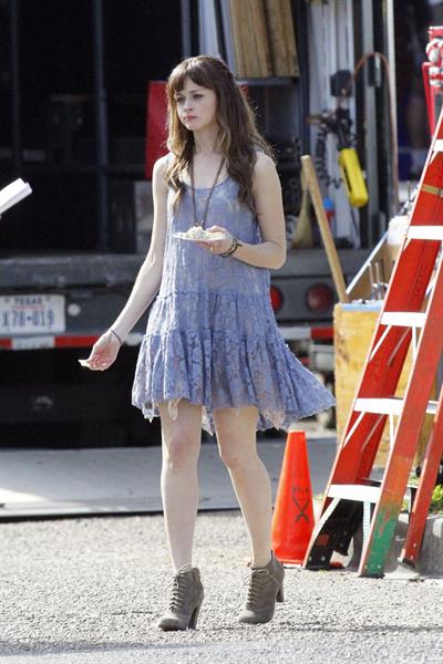 Alexis Bledel on the set of 'Remember Sunday' in New Orleans January 25, 2013