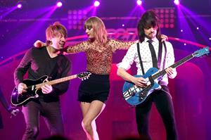 Taylor Swift on stage at the KIIS FM 2012 Jingle Ball concert at Nokia Theatre in Los Angeles - December 1, 2012 