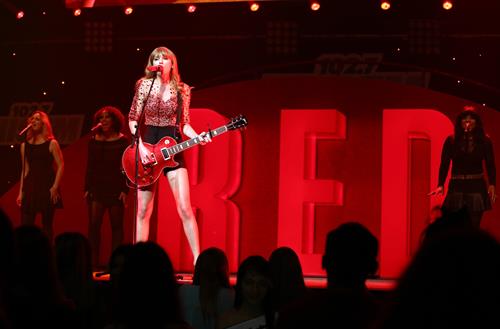 Taylor Swift on stage at the KIIS FM 2012 Jingle Ball concert at Nokia Theatre in Los Angeles - December 1, 2012 