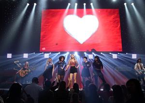 Taylor Swift on stage at the KIIS FM 2012 Jingle Ball concert at Nokia Theatre in Los Angeles - December 1, 2012 