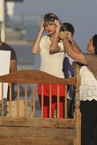 Taylor Swift on the set of a photoshoot in Malibu July 24, 2012