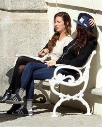 Kristen Stewart playing with a ball on the set of  Sils Maria  in Switzerland September 20, 2013  