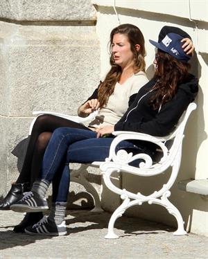 Kristen Stewart playing with a ball on the set of  Sils Maria  in Switzerland September 20, 2013  