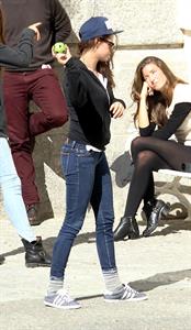 Kristen Stewart playing with a ball on the set of  Sils Maria  in Switzerland September 20, 2013  