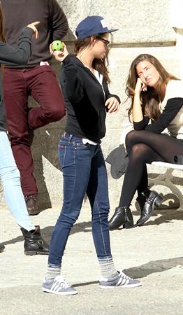 Kristen Stewart playing with a ball on the set of  Sils Maria  in Switzerland September 20, 2013  