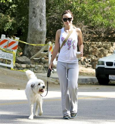 Olivia Wilde walking her dog in the Hollywood Hills on June 24, 2011