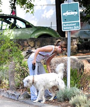 Olivia Wilde walking her dog in the Hollywood Hills on June 24, 2011