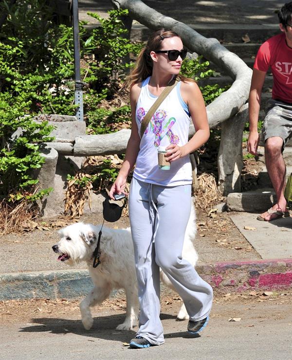 Olivia Wilde walking her dog in the Hollywood Hills on June 24, 2011