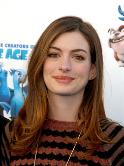 Anne Hathaway 20th Century Fox press day for Rio at Zanuck Theater January 28, 2011 
