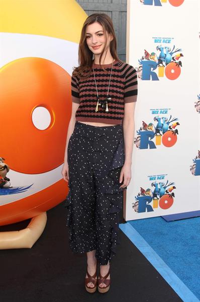 Anne Hathaway 20th Century Fox press day for Rio at Zanuck Theater January 28, 2011 