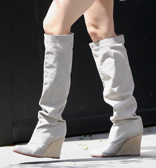 Jessica Biel in shortsboots leaving her apartment in New York City on May 1