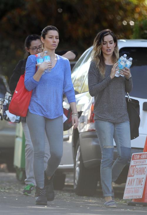 Jessica Biel – “Shiva and May” set candids, LA 10/16/13  