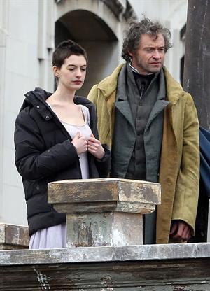 Anne Hathaway on the set of Les Miserables April 18, 2012