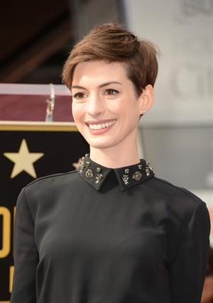Anne Hathaway attends the Hugh Jackman Hollywood Walk Of Fame Ceremony in Hollywood December 13-2012 