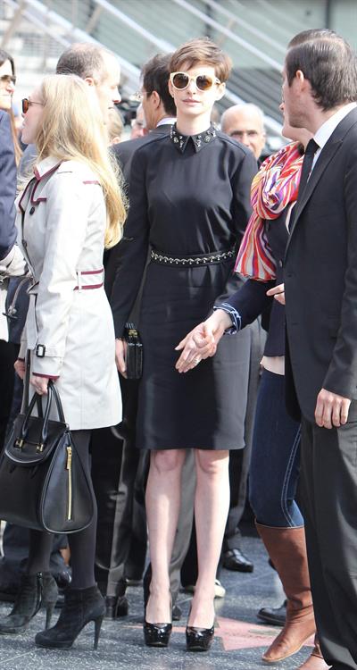 Anne Hathaway attends the Hugh Jackman Hollywood Walk Of Fame Ceremony in Hollywood December 13-2012 