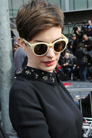 Anne Hathaway attends the Hugh Jackman Hollywood Walk Of Fame Ceremony in Hollywood December 13-2012 