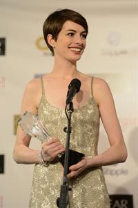 Anne Hathaway attends the Critics' Choice Movie Awards 2013 with Skinnygirl Cocktails at Barkar Hangar