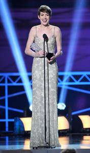Anne Hathaway attends the Critics' Choice Movie Awards 2013 with Skinnygirl Cocktails at Barkar Hangar