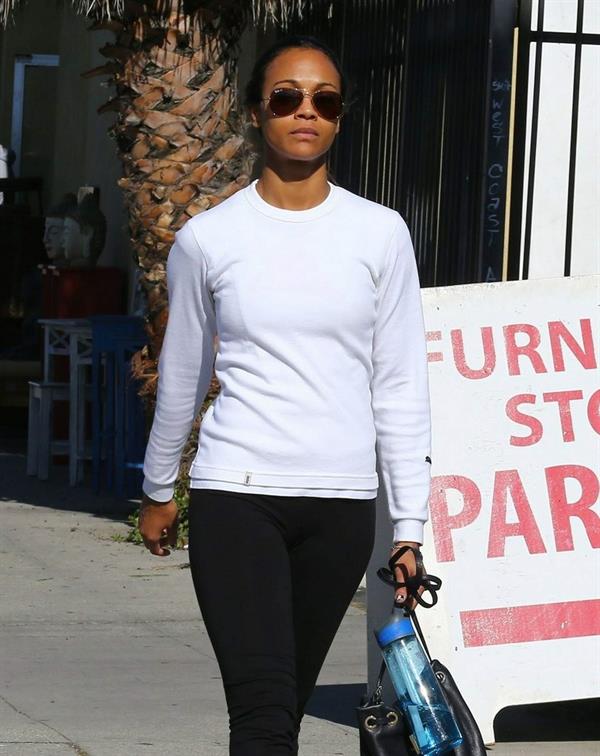 Zoe Saldana arriving at a gym in West Hollywod January 15-2013 