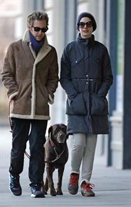 Anne Hathaway - out for a walk in NYC 1/8/13  